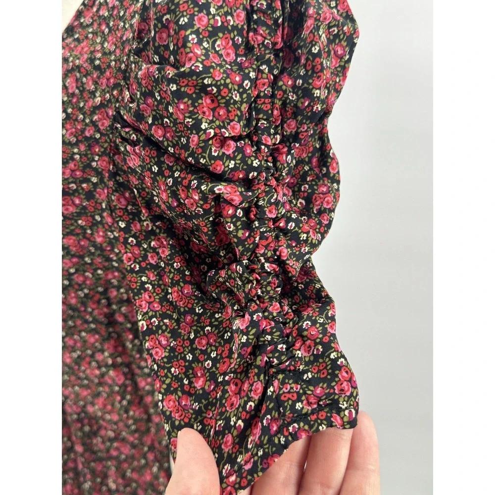 Whimsigoth Gap Ditzy Floral Mini Dress Small Ruched Fairy Grunge Dark Cottage - Picture 6 of 14